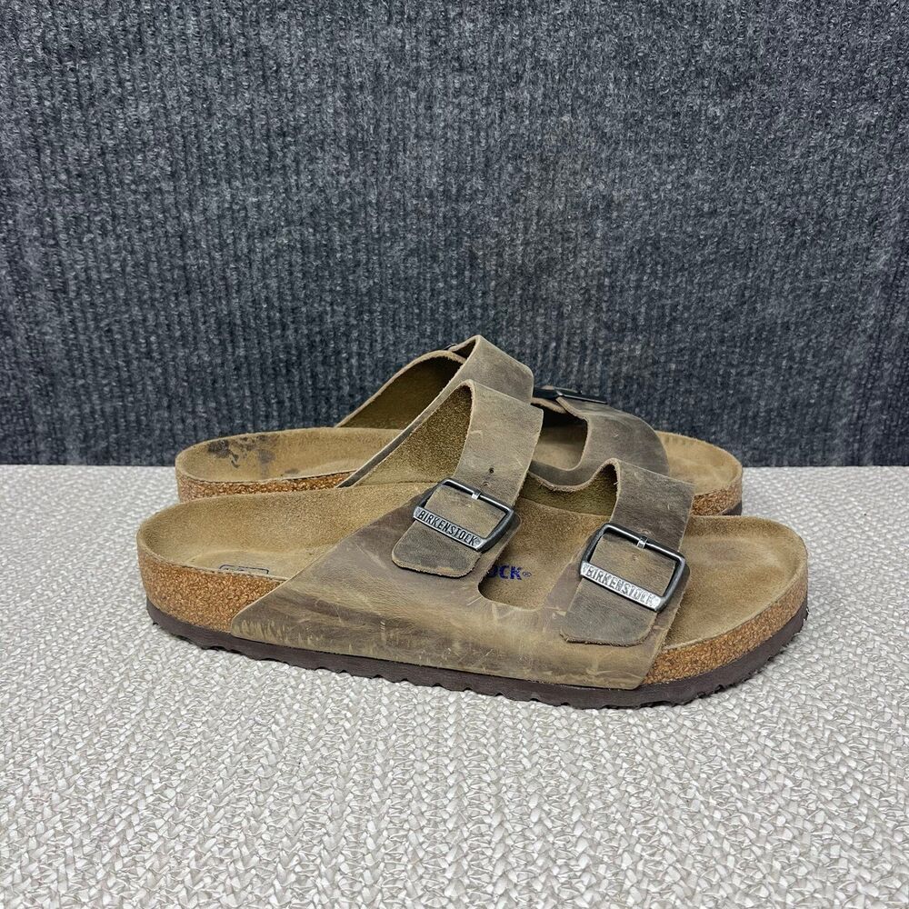 Birkenstock Arizona Soft Footbed Oiled Faded Khaki Brown Leather Mens 43 US 10